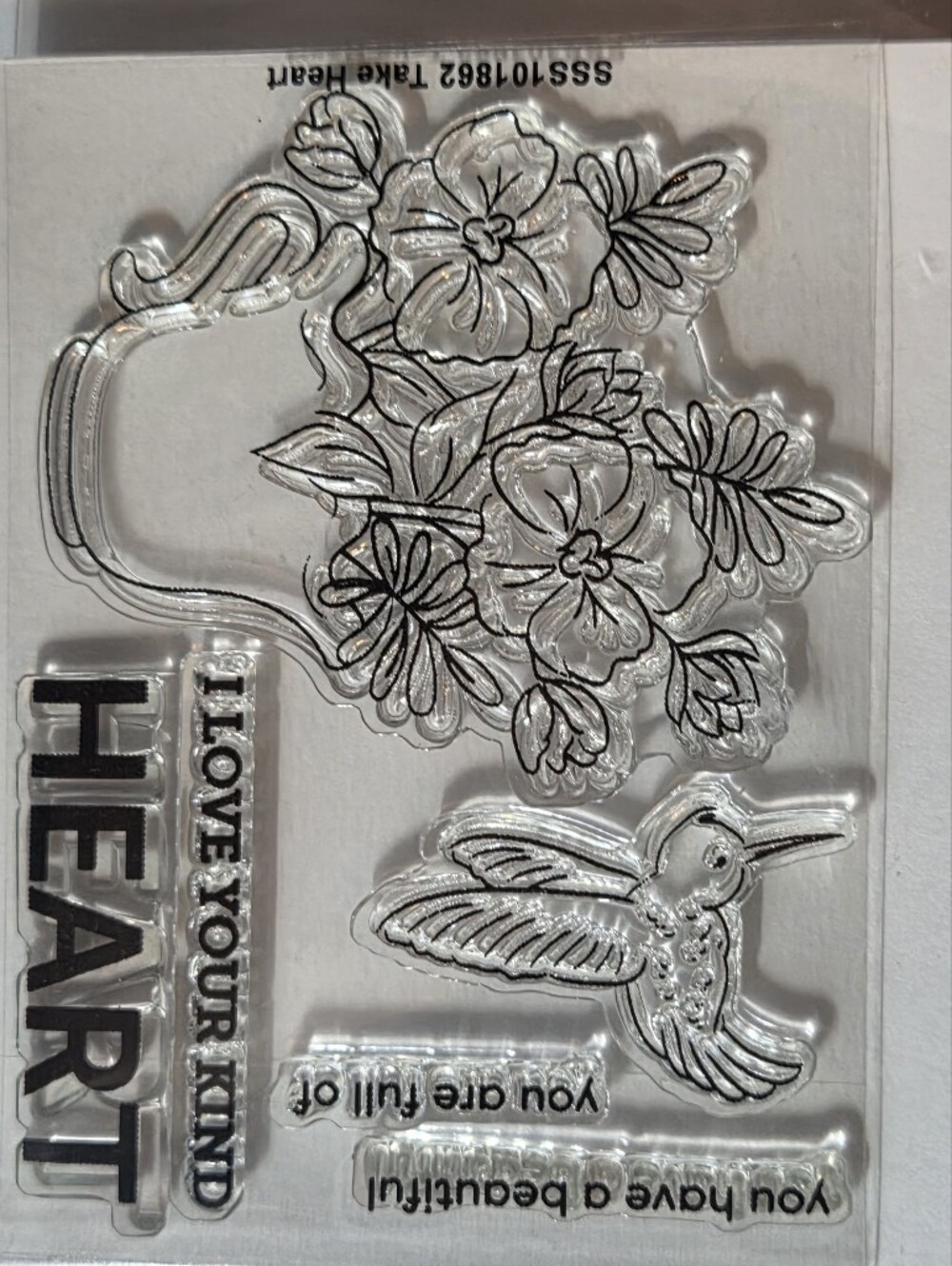 Simon Says Stamp Take Heart Polymer Floral Hummingbird Stamp Set  sss101862